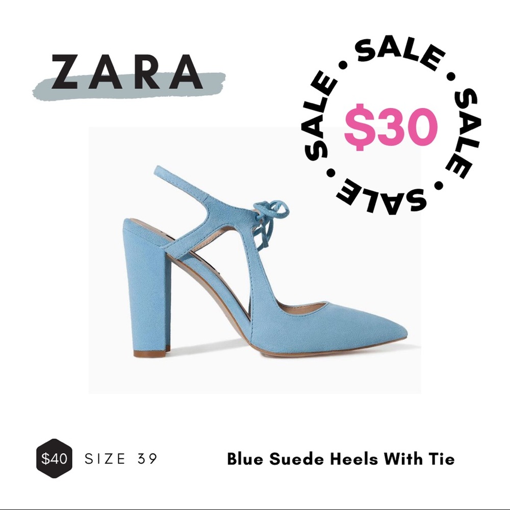Zara Light Blue Suede Heels